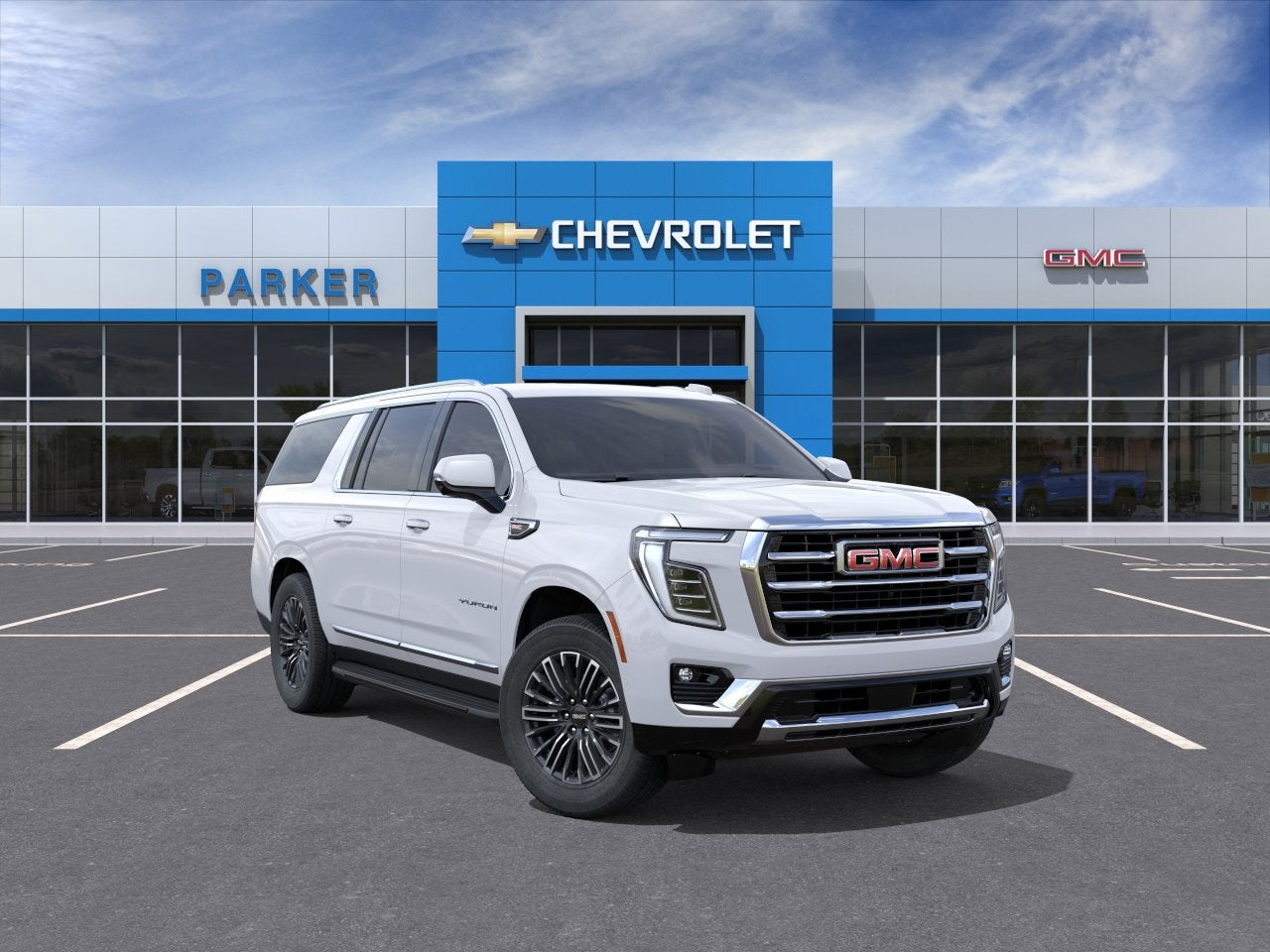 2026 GMC Yukon XL Elevation in Summit White — front three-quarter view