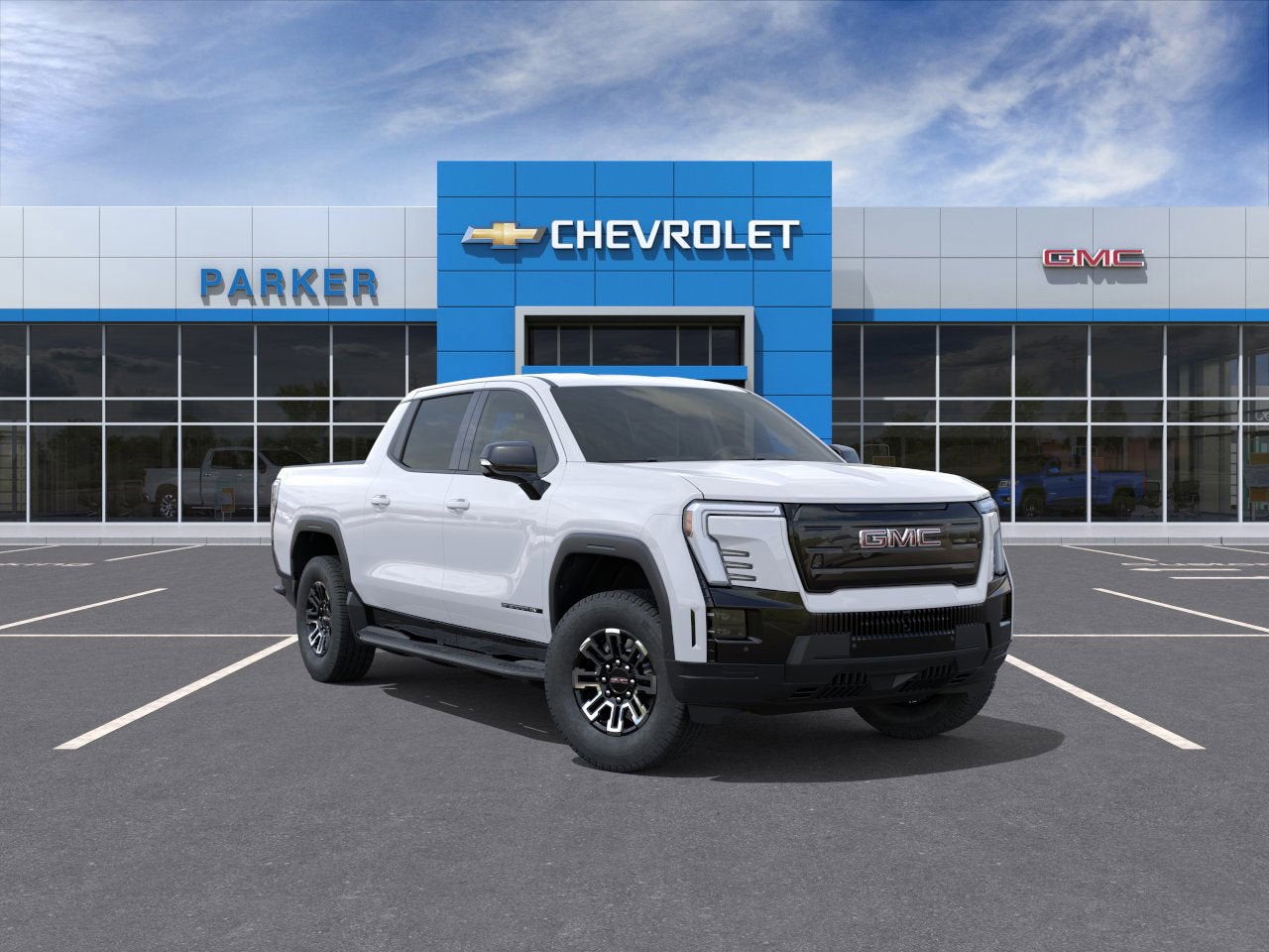 2026 GMC Sierra EV Elevation Extended Range in Summit White — front three-quarter view