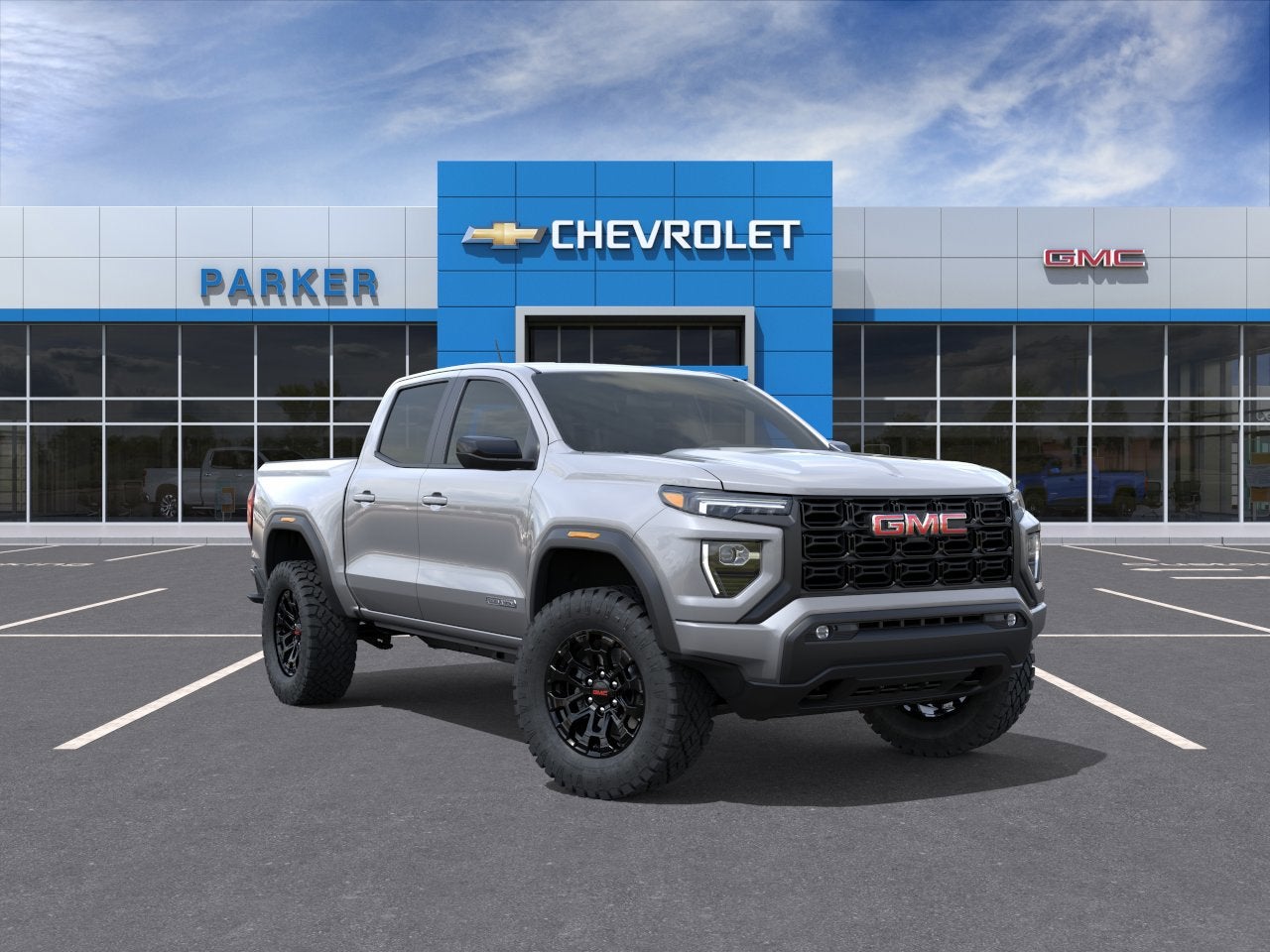 2026 GMC Canyon Elevation in Sterling Metallic — front three-quarter view