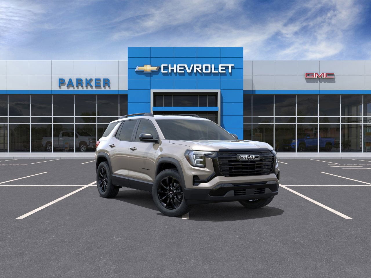 2026 GMC Terrain Elevation in Riverstone Metallic — front three-quarter view