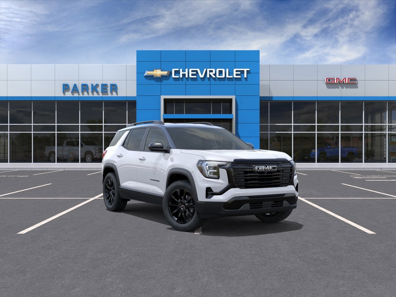 2026 GMC Terrain Elevation in Summit White — front three-quarter view