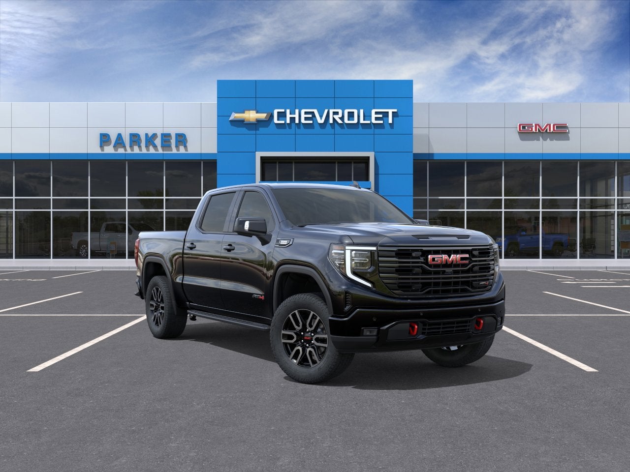2025 GMC Sierra 1500 AT4 in Onyx Black — front three-quarter view